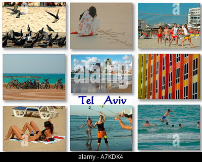 9 image Collage of Tel Aviv Israel Stock Photo
