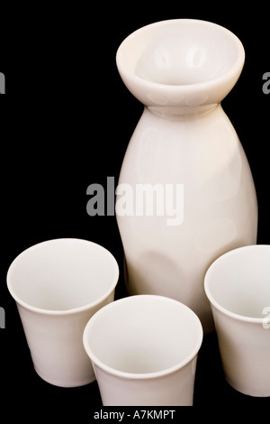 Sake pitcher isolated on black Stock Photo