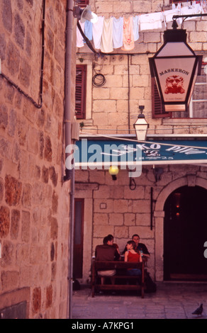 Croatia Dubrovnik Old City People sat outside a restaurant Stock Photo