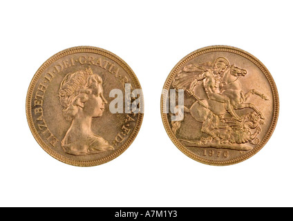 1976 Gold sovereign.  British great Britain royal mint Stock Photo