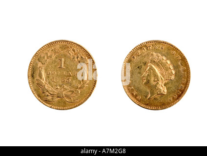 1855 One 1 Dollar gold coin Stock Photo