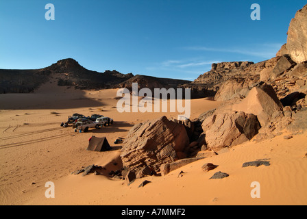 Bush camp in the Jebel Acacus, Sahara Desert, Libya Stock Photo