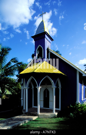 Dominican Republic, Samana province, Sanchez, coloured church Stock Photo