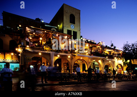 Greece, Dodecanese, Rhodos Island, old town and Hippokratous square Stock Photo