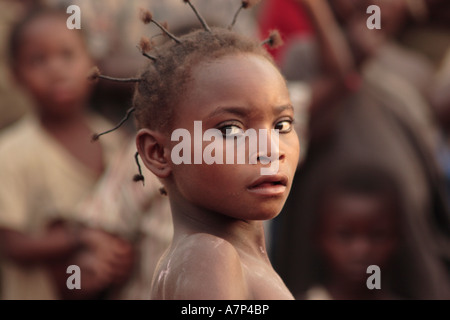 Portrait of a girl, Bayanga Village, SW Central African Republic Stock Photo