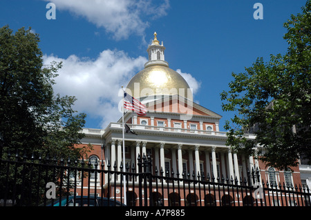 Massachusetts State House on Beacon Hill Boston MA Stock Photo