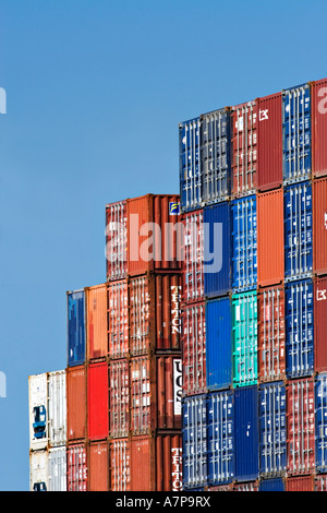 Shipping Industry /  Shipping containers stacked in a port container depot in the "Port of Melbourne" Victoria Australia. Stock Photo