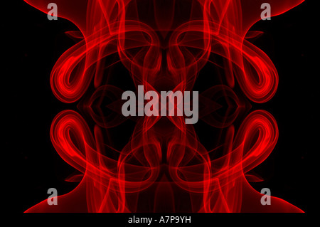 kaleidoscope kaleidoscopic pattern shapes  red black abstract art arty horizontal design smokey beautiful subtle sublime concept Stock Photo
