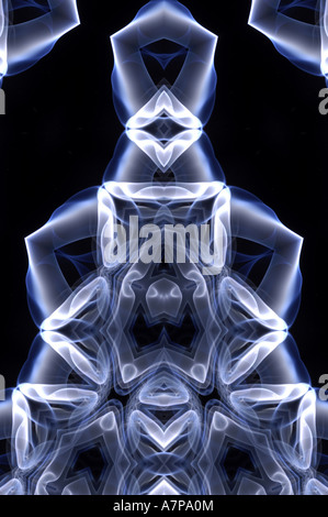 kaleidoscope kaleidoscopic pattern shapes  blue black abstract art arty horizontal design smokey beautiful subtle sublime concep Stock Photo