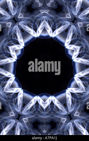kaleidoscope kaleidoscopic pattern shapes  blue black abstract art arty horizontal design smokey beautiful subtle sublime concep Stock Photo