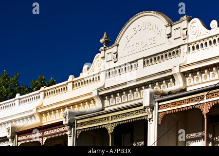 Melbourne Architecture / Facade detail of  Victorian period terrace homes.Location Carlton Melbourne Victoria Australia. Stock Photo