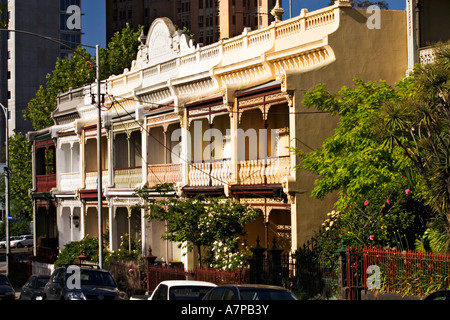 Melbourne Architecture / Facade detail of  Victorian period terrace homes.Location Carlton Melbourne Victoria Australia. Stock Photo