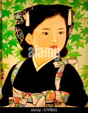 Kyoto Gion Geisha Woman Girl Painting art Gallery Stock Photo