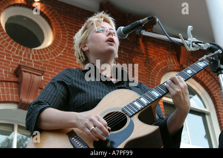 Leesburg Virginia,Loudoun County,Bluemont Summer Concert Series,Old Loudoun County Courthouse lawn,musician,playing,singer,singing,performer,performin Stock Photo