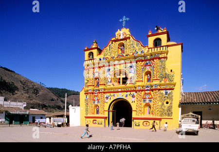 Guatemala, Western Cordillera, Quetzaltenango Department, San Andres Xecul Church Stock Photo