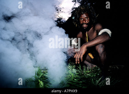 Indonesia, Wamena, Valley of Baliem, papous of the Lanis tribe at the village of Dunkum Stock Photo