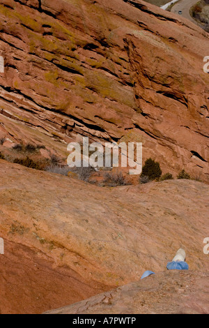 Red Rocks Colorado - foot poking out from rocks Stock Photo - Alamy