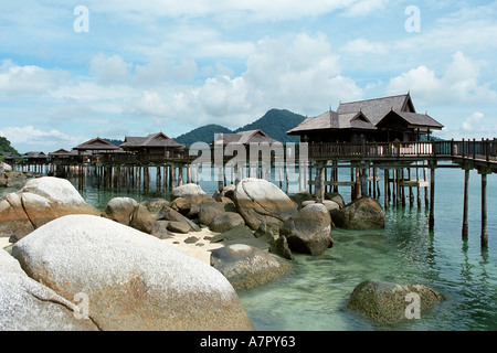 Sea villas of Pangkor Laut Resort. Pangkor Laut island, Malaysia. Stock Photo