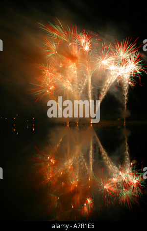 Vertical    International Fireworks Compatition at Calgary Alberta Canada North America Stock Photo
