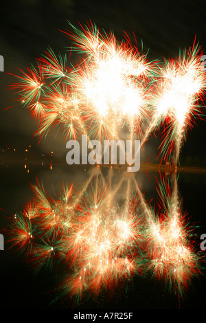 Vertical   International Fireworks Compatition at Calgary Alberta Canada North America Stock Photo