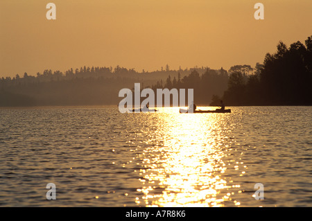 Canada, Quebec Province, La Verendrye Wildlife Reserve, canoe and sea kayak on the Victoria lake Stock Photo