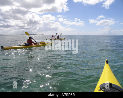 Paddlers kayaking off the Bazaruto coast Bazaruto Island Area Mozambique Stock Photo