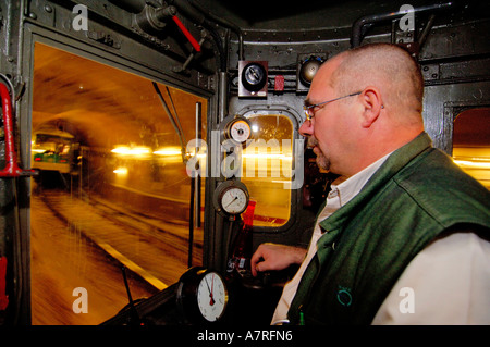 France, Paris, last Metro visit and discovery of the Parisian underground on an old Sprague train, driver Stock Photo