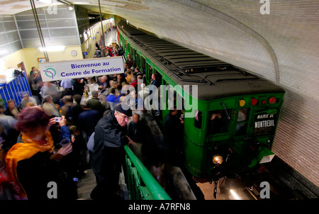 France, Paris, last Metro visit and discovery of the Parisian underground on an old Sprague train Stock Photo