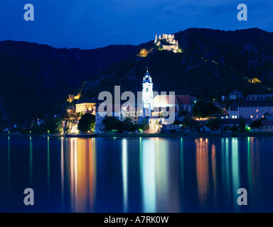 Town at waterfront, Durnstein, Danube River, Krems-Land, Wachau, Lower Austria, Austria Stock Photo
