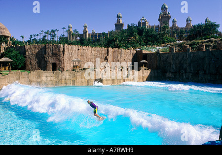 South Africa, Sun City, Bophuthatswana Hotel (luxury Hotel) and his surf pool (Model Release OK) Stock Photo