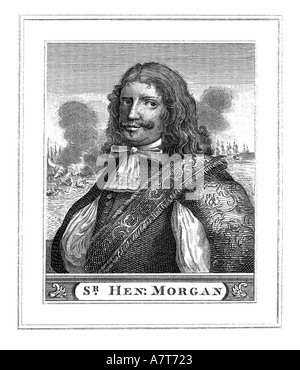 Portrait of Sir Henry Morgan c 1635 1688 Engraving Stock Photo