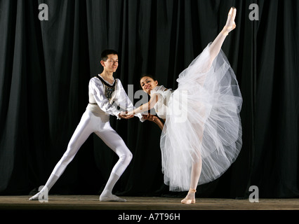 ballet dancers boy and girl couple duet teen Stock Photo