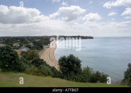 New Zealand, North Island, Auckland, Devonport, Cheltenham Beach coastline view from North Head Stock Photo