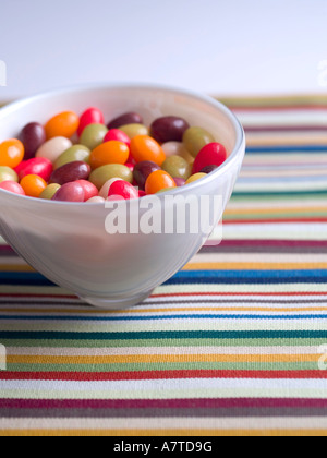 Close-up of colored candies in bowl Stock Photo