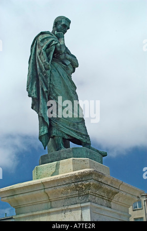 Low angle view of statue of Publius Ovidius Naso, Constanta, Romania Stock Photo