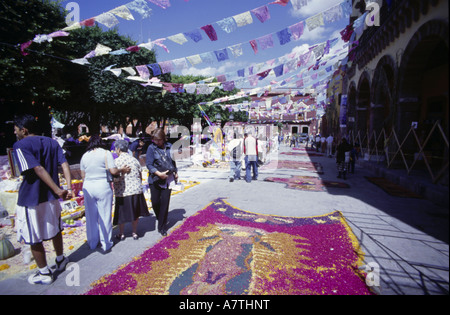 Group of people at decorated market San Miguel De Allende Guanajuato Mexico Stock Photo