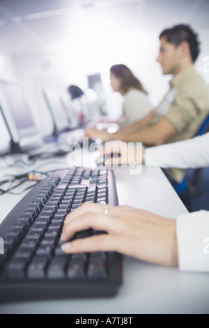 Group of people working on computers Stock Photo