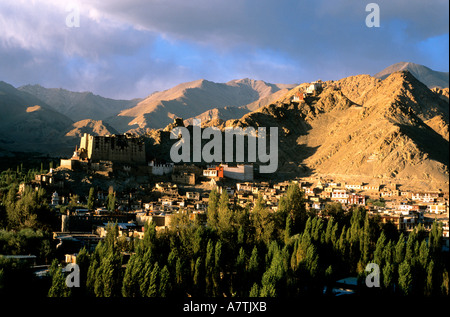 India, Jammu and Kashmir State, Ladakh region, Leh, regional capital (alt 11, 400 ft) dominated by the Royal Palace Stock Photo