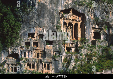 Lycian rock tombs on side of mountain, Dalyan, Turkey Stock Photo