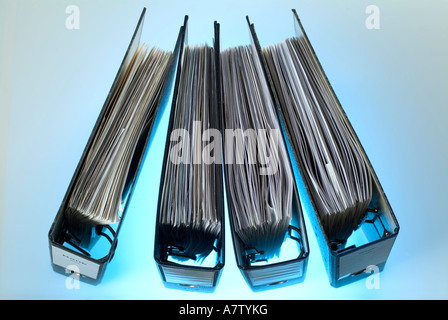 High angle view of files Stock Photo