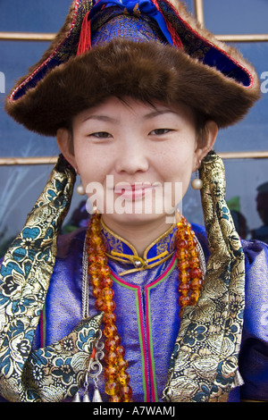 Women Dressed in mongolian Costume Celebrating in Hong Hua Er Ji Inner Mongolian Autonomous Region in northeast China Stock Photo