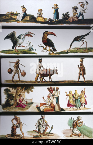 movie/cinema, magic latern, projections straps, Germany, circa 1800 - 1810, Stock Photo