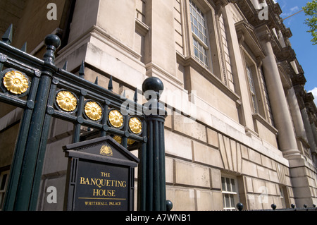 Entrance gate and The Banqueting House Whitehall Palace London England Stock Photo