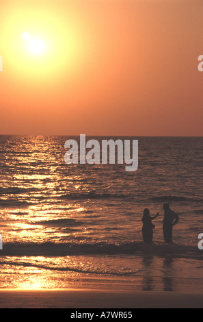 GOA, INDIA. Sunset at Benaulim on Colva Beach Stock Photo