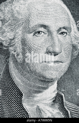 Dollar Bill Close Up Showing George Washington Stock Photo