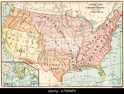 Map of territorial acquisition by the United States. Digitally ...