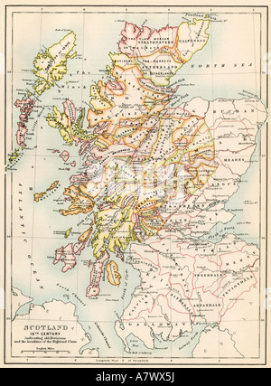 Map of Scotland in the 16th century Stock Photo - Alamy