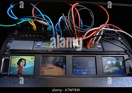 THE CENTRAL HUB OF A SMART HOUSE WITH INTEGRATED SYSTEMS OF SECURITY AUDIO VISUAL HEATING AND LIGHTING UK Stock Photo