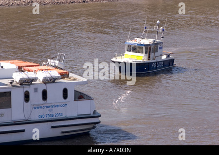 Police boat on River Thames City of London at Southwark Stock Photo