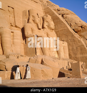 Egypt, Nubia, Abu Simbel, Ramsés II temple in the sunrise Stock Photo